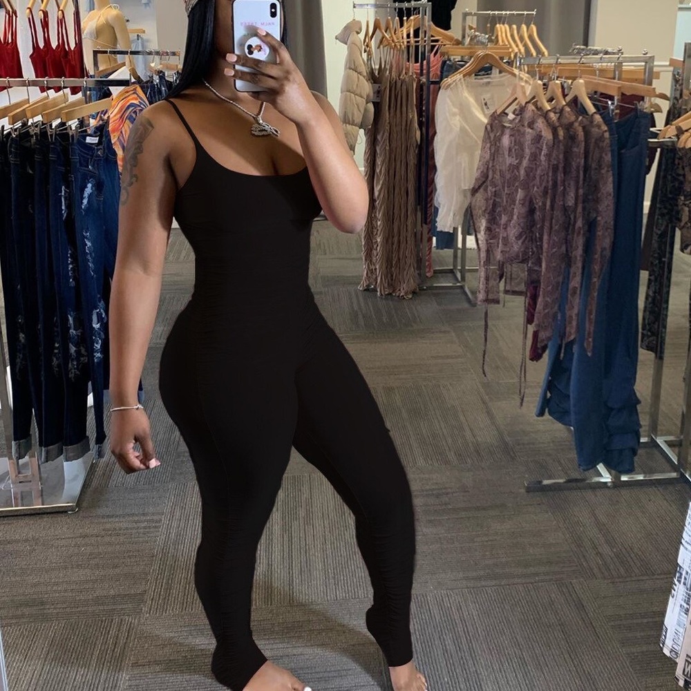 Black Ruched Jumpsuit